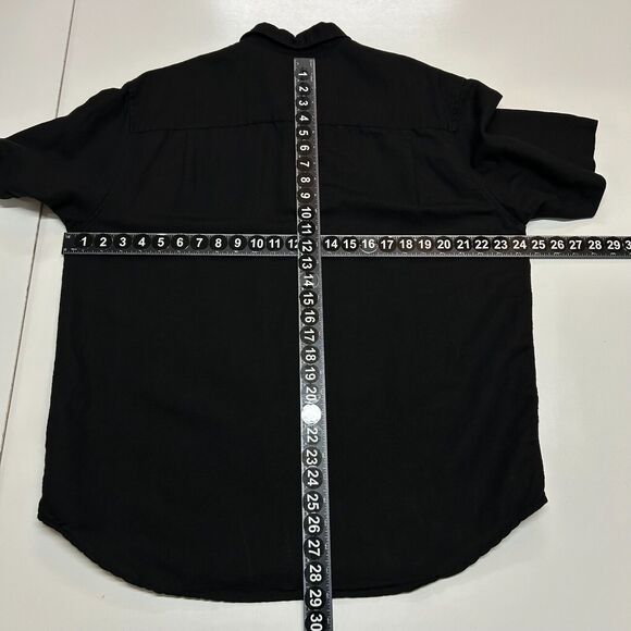 Havanera Shirt Mens XL Black Linen Rayon Short Sleeve Button Up Beachy - Picture 6 of 10